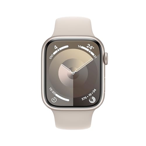 Apple Watch Series 9 [GPS + Cellular 45mm] Smartwatch with Starlight Aluminum Case with Starlight Sport Band S/M. Fitness Tracker, Blood Oxygen & ECG Apps, Always-On Retina Display, Water Resistant