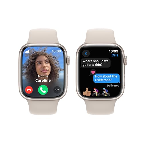 Apple Watch Series 9 [GPS + Cellular 45mm] Smartwatch with Starlight Aluminum Case with Starlight Sport Band S/M. Fitness Tracker, Blood Oxygen & ECG Apps, Always-On Retina Display, Water Resistant